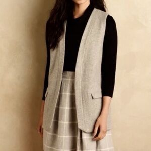Anthropologie Elevenses Light Academia Wool Open Front Vest